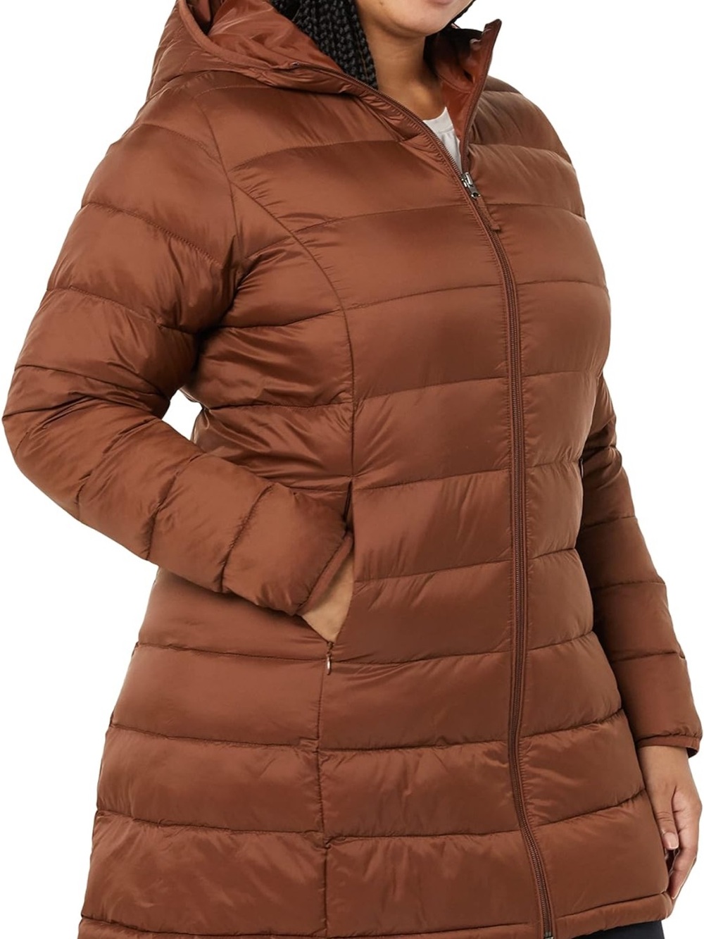 Amazon Essentials Women’s Lightweight Hooded Quilted Puffer Coat Dark Toffee XL